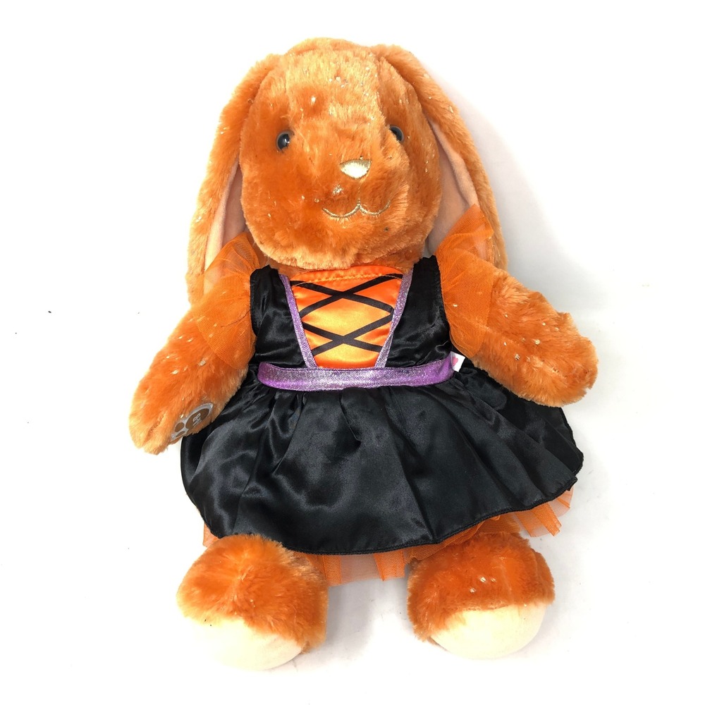 Build A‎ Bear Pumpkin Spice Bunny Orange Sparkle Rabbit Plush Halloween Outfit